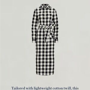 Ralph Lauren Black and White Checkered Long Sleeve Dress